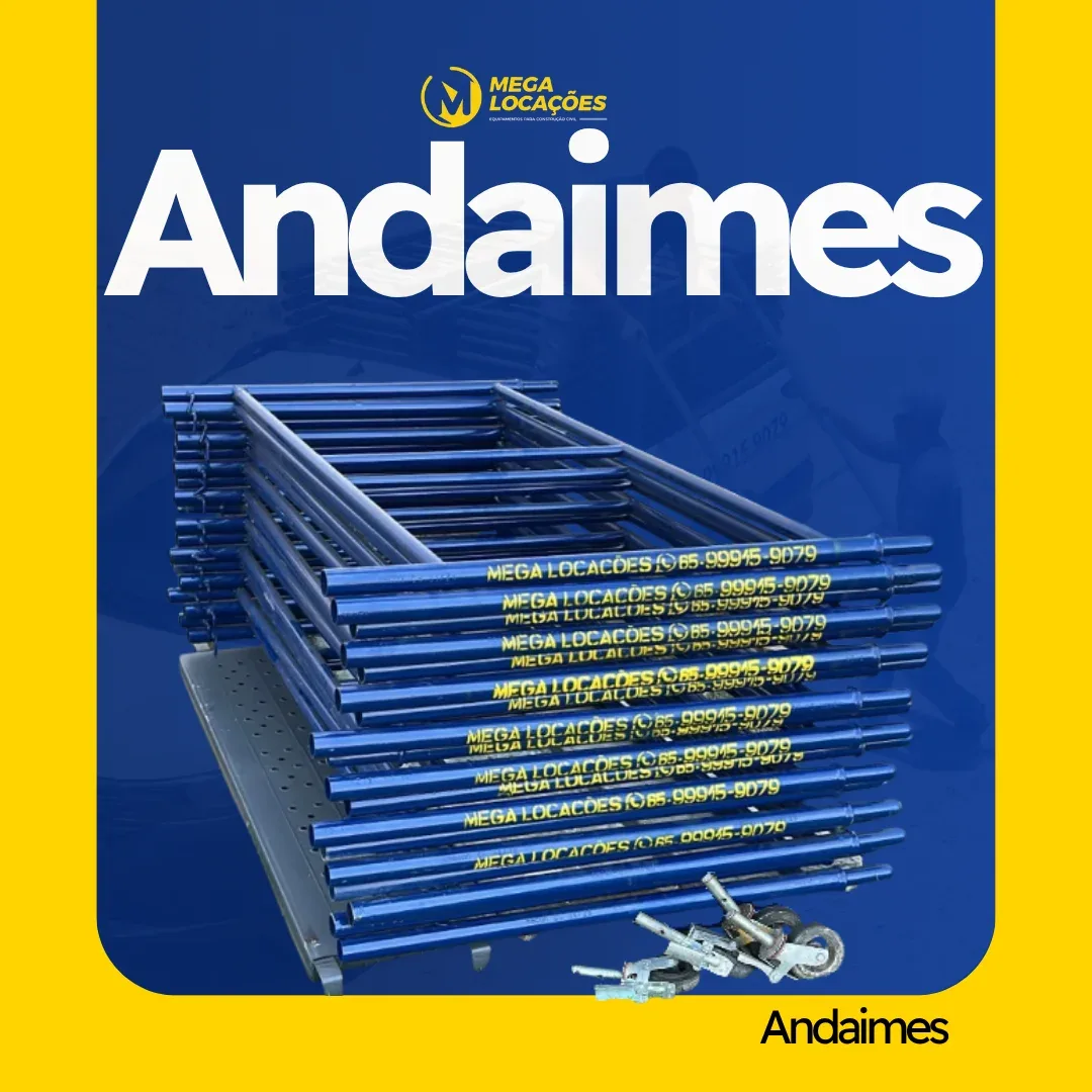 Andaime em uso em obra em Cuiabá — Mega Locações